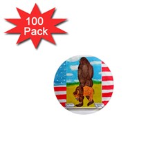 Big Foot,bison U,s,a, Flag 1  Mini Button Magnet (100 Pack) by creationtruth