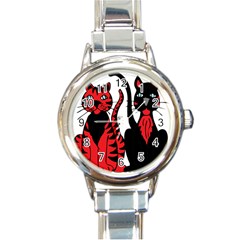 Cool Cats Round Italian Charm Watch by StuffOrSomething