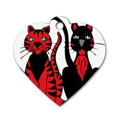 Cool Cats Dog Tag Heart (two Sided)