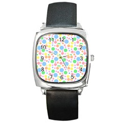 Pastel Bubbles Square Leather Watch