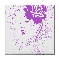 Purple Woman Of Chronic Pain Ceramic Tile by FunWithFibro