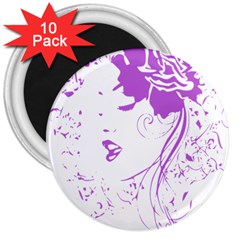 Purple Woman Of Chronic Pain 3  Button Magnet (10 Pack)