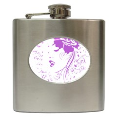 Purple Woman Of Chronic Pain Hip Flask by FunWithFibro