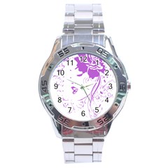 Purple Woman Of Chronic Pain Stainless Steel Watch by FunWithFibro