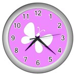 Butterfly Wall Clock (Silver) Front