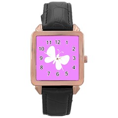 Butterfly Rose Gold Leather Watch 