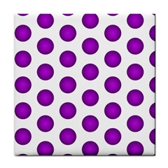 Purple And White Polka Dots Ceramic Tile