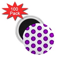 Purple And White Polka Dots 1 75  Button Magnet (100 Pack)