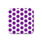 Purple And White Polka Dots Drink Coasters 4 Pack (Square) Front