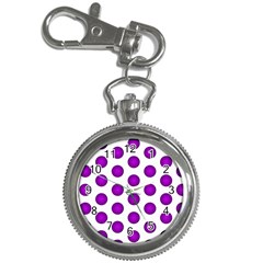 Purple And White Polka Dots Key Chain Watch by Colorfulart23