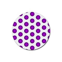 Purple And White Polka Dots Drink Coaster (round)