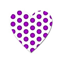 Purple And White Polka Dots Magnet (heart)