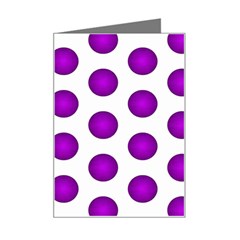 Purple And White Polka Dots Mini Greeting Card by Colorfulart23