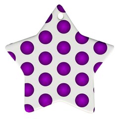 Purple And White Polka Dots Star Ornament (two Sides)