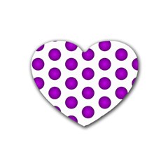 Purple And White Polka Dots Drink Coasters (heart)