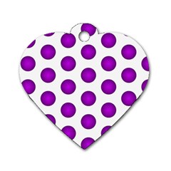 Purple And White Polka Dots Dog Tag Heart (one Sided) 