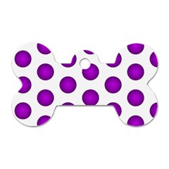 Purple And White Polka Dots Dog Tag Bone (one Sided)