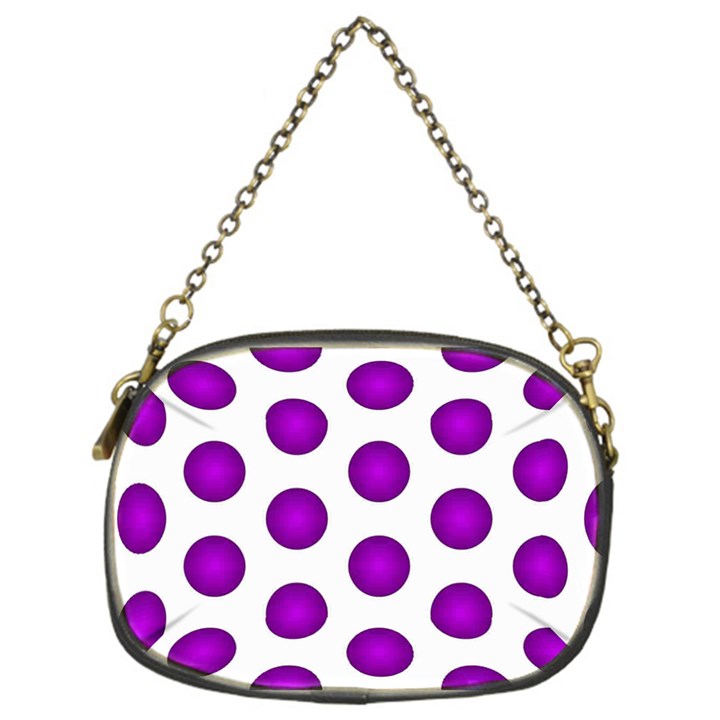 Purple And White Polka Dots Chain Purse (One Side)