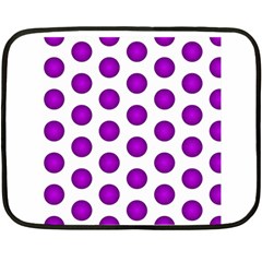 Purple And White Polka Dots Mini Fleece Blanket (two Sided)