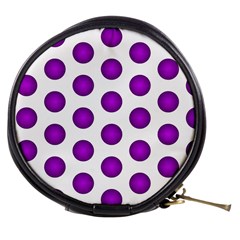 Purple And White Polka Dots Mini Makeup Case by Colorfulart23