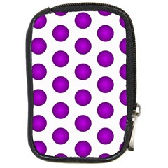 Purple And White Polka Dots Compact Camera Leather Case