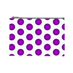 Purple And White Polka Dots Cosmetic Bag (large)