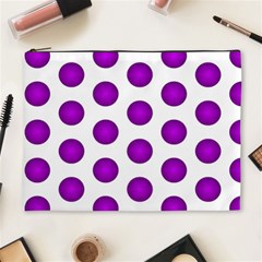 Purple And White Polka Dots Cosmetic Bag (xl) by Colorfulart23