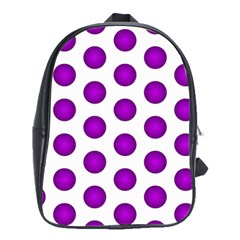 Purple And White Polka Dots School Bag (large)