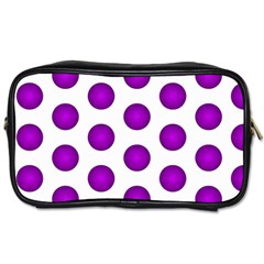 Purple And White Polka Dots Travel Toiletry Bag (one Side)