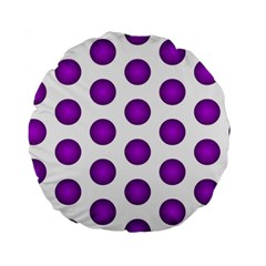 Purple And White Polka Dots 15  Premium Round Cushion 