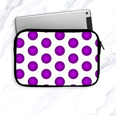 Purple And White Polka Dots Apple Ipad Mini Zippered Sleeve by Colorfulart23