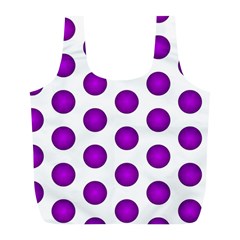 Purple And White Polka Dots Reusable Bag (l)