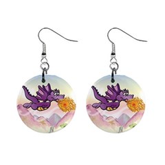 The Wee Purple Dragon Flying Mini Button Earrings