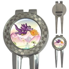 The Wee Purple Dragon Flying Golf Pitchfork & Ball Marker by CaterinaBassano