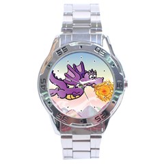 The Wee Purple Dragon Flying Stainless Steel Watch