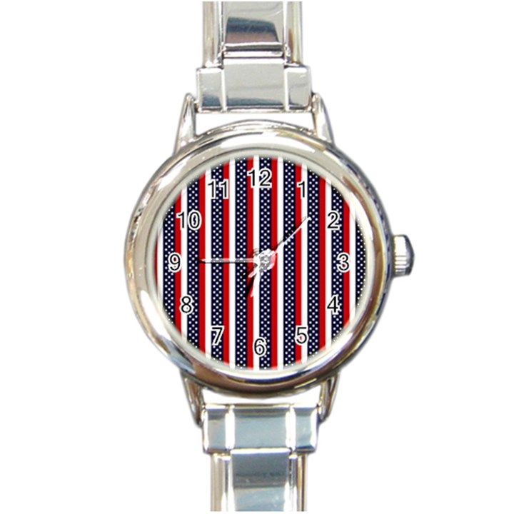 Patriot Stripes Round Italian Charm Watch