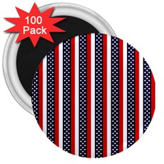 Patriot Stripes 3  Button Magnet (100 Pack)