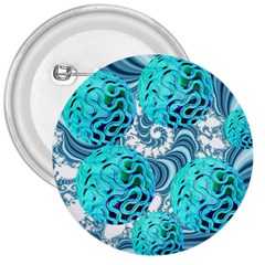 Teal Sea Forest, Abstract Underwater Ocean 3  Button