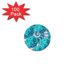 Teal Sea Forest, Abstract Underwater Ocean 1  Mini Button (100 Pack)