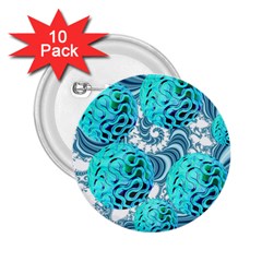 Teal Sea Forest, Abstract Underwater Ocean 2 25  Button (10 Pack)