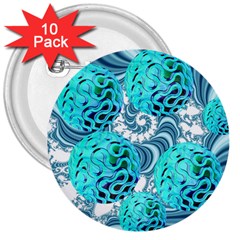 Teal Sea Forest, Abstract Underwater Ocean 3  Button (10 Pack) by DianeClancy