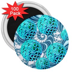 Teal Sea Forest, Abstract Underwater Ocean 3  Button Magnet (100 Pack) by DianeClancy