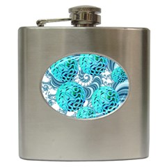 Teal Sea Forest, Abstract Underwater Ocean Hip Flask by DianeClancy