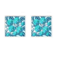 Teal Sea Forest, Abstract Underwater Ocean Cufflinks (square) by DianeClancy