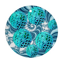 Teal Sea Forest, Abstract Underwater Ocean Round Ornament (two Sides) by DianeClancy