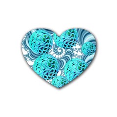 Teal Sea Forest, Abstract Underwater Ocean Drink Coasters (heart) by DianeClancy