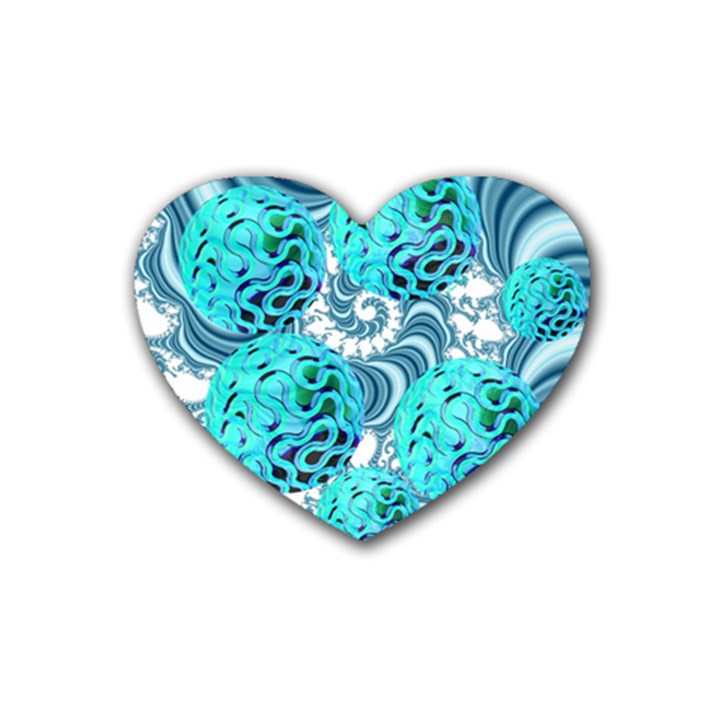 Teal Sea Forest, Abstract Underwater Ocean Drink Coasters (Heart)