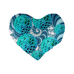 Teal Sea Forest, Abstract Underwater Ocean 16  Premium Heart Shape Cushion 