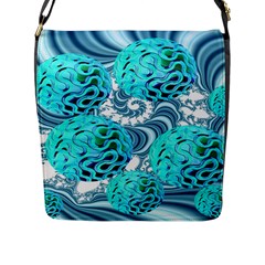 Teal Sea Forest, Abstract Underwater Ocean Flap Closure Messenger Bag (large) by DianeClancy