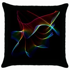 Imagine, Through The Abstract Rainbow Veil Black Throw Pillow Case by DianeClancy